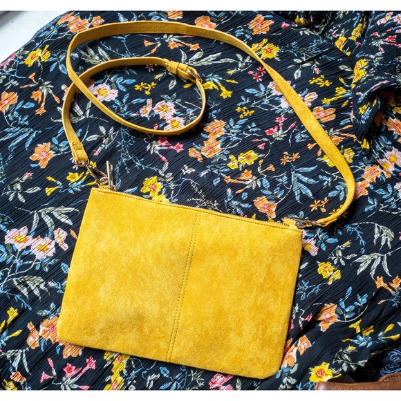 yellow suede purse